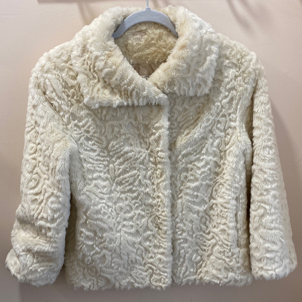 White House Black Market faux fur cream jacket